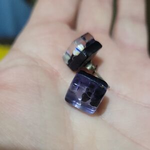 MURANO Purple Square Stud Earrings